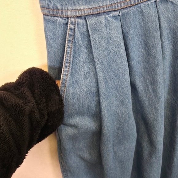 Jane Ashley Denim Dress Women M Blue Floral Embroidered Cottagecore Prairie Midi - Picture 11 of 13